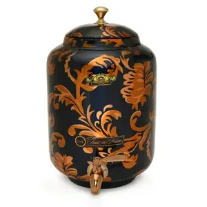 Distributeur d'eau en cuivre artisanal imprimé avec un design traditionnel, distributeur d'eau en cuivre imprimé de qualité supérieure pour la maison et le bureau - Product Image 2