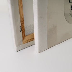 Hecho en Alemania-Cuadro de lienzo para decoración del hogar arte abstracto moderno-Mural de pintura de pared en Beige y gris-arte de marco de Camilla - Product Image 4