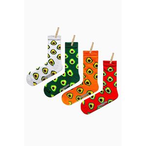 4-Piece Breathable Nylon Avocado Set Colorful Printed Crew and <b>Knee</b>-<b>Length</b> <b>Socks</b> with Custom Logo for Daily Use in Spring - Product Image 1