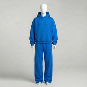 Ensemble survêtement jogging en coton gris vintage surdimensionné respirant avec logo personnalisé pour homme, streetwear - Product Image 1