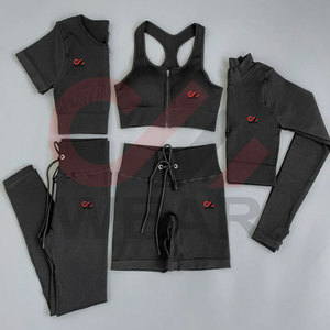 5 PC <b>Women's</b> tracksuit Seamless Yoga Set Workout Sportswear Gym Clothing Drawstring High Waist <b>Leggings</b> Fitness Sports Suits - Product Image 3