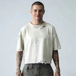 Camisetas Cortas Casuales Transpirables de Gran Tamaño para Hombre, de Secado Rápido, Estilo Vintage Lavado, con Efecto Desgastado, Corte Holgado, Hombros Caídos, Unisex, Venta al por Mayor - Product Image 6