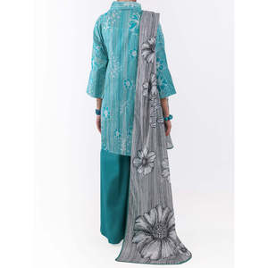 Ensemble 3 pièces vert marine non cousu pour femme, style Salwar Kameez pakistanais, imprimé numérique, pour l'été 2026 - Product Image 3