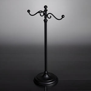 Porte-serviettes élégant à 2 bras en métal et fer à repasser Porte-serviettes noir enduit de poudre pour salle de bain Style artistique de table suspendu pour usage domestique - Product Image 4