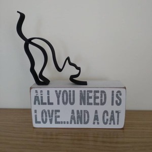 Modern Cat Statue Figurine Decorative Tabletop Ornament For <b>Shelf</b> Table Display And Room Enhancement Handcrafted From India - Product Image 5