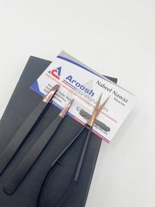 <b>Eyebrow</b> Tweezers Set Wholesale Stainless Steel Spring Scissor Rose Gold With Black Slanted Plucking Tweezers For <b>Hair</b> <b>Removal</b> - Product Image 4