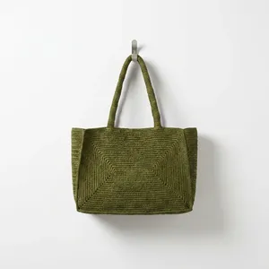 Bolso de rafia de gran capacidad, color sólido, estilo bohemio, bolso de mano para mujer para compras en todas las estaciones - Product Image 3