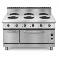 Cuisinière ronde commerciale à 4 ou 6 brûleurs avec armoire, en acier inoxydable, sur pied, à gaz, pour restaurant et restauration