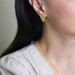 Oval Geometric Shape Plain Design Vintage Stud Earrings 925 Sterling Silver 22K Gold Wholesale <b>Handmade</b> <b>Jewelry</b> - Product Image 4