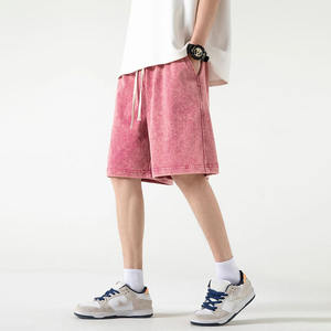 กางเกงขาสั้นผู้ชายสไตล์วินเทจสีทึบสไตล์ไฮสตรีทสำหรับยิมออกกำลังกายแบบลำลองระบายอากาศ - Product Image 2