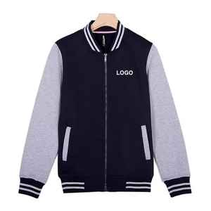 Lana interior de invierno de calidad superior con mangas de cuero Streetwear Puffer Letterman Varsity Bomber Jacket para hombres y mujeres - Product Image 2