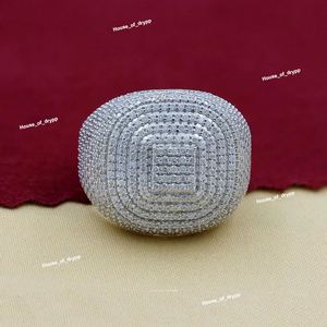 Bague dôme en moissanite sertie de diamants argentés, luxe, pavé complet, hip hop, bague de déclaration pour homme, lourde, brillante, pour les soirées, cadeau - Product Image 4