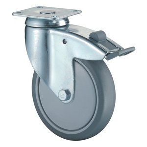 Swivel Caster Furniture Casters Total <b>Lock</b> <b>Wheel</b> 125 mm Diameter 100 kg Load Capacity Ball Bearing Grey Rubber BS Casters - Product Image 1