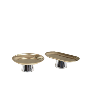 Dessert Plat De Service Design Unique En Acier Inoxydable Écologique Moderne Designer Fantaisie Table Brun Argent Couleur 100pcs - Product Image 6