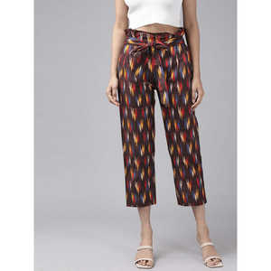 Pantalon décontracté en coton imprimé ikat pour femme - Product Image 2