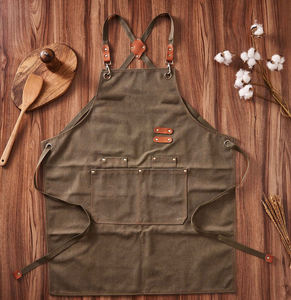 Luxury Adjustable Canvas & <b>Leather</b> <b>Aprons</b> Kitchen Accessories Chef Cooking Washable Welder BBQ <b>Apron</b> with Pockets AAA-0021D - Product Image 1