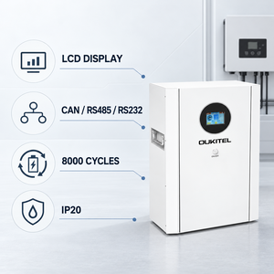 แบตเตอรี่ลิเธียม <span class=keywords><strong>Oukitel</strong></span> 5.12KWh สำหรับติดผนัง <span class=keywords><strong>25</strong></span>.6V ระบบกักเก็บพลังงานแสงอาทิตย์แบบ Deep Cycle พร้อม CAN RS485 สำหรับอินเวอร์เตอร์บ้าน - Product Image 3
