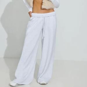 Femmes à la mode 100% coton pantalons de survêtement nouvelle Collection personnalisé Logo impression surdimensionné mi-taille respirant pantalons décontractés été - Product Image 4