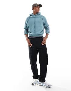 Sudadera con capucha térmica de algodón 100% con estampado de hojaldre personalizado lavado con ácido - Product Image 2