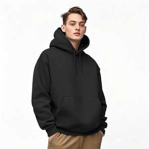 Sweat à capuche pour homme, taille plus, pull chaud d'hiver, 100% coton, doux, thermique, uni, teint, anti-boulochage - Product Image 1