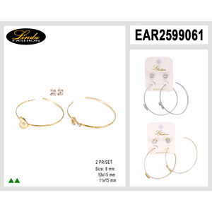 Orecchini a Piramide Linda Fashion, Placcati in Oro, in Lega di Zinco 5.6X2.5 Cm, Gioielli da Festa per Donne - Product Image 3