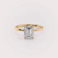 Bague de fiançailles en diamant de laboratoire de forme émeraude certifiée IGI, or rose/jaune et blanc 18 carats, halo caché, bague de mariée