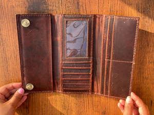 Véritable Western élégant en cuir repoussé à la main femmes embrayages conçus sacs à main vente chaude en cuir de vachette véritable mince porte-cartes portefeuille - Product Image 6