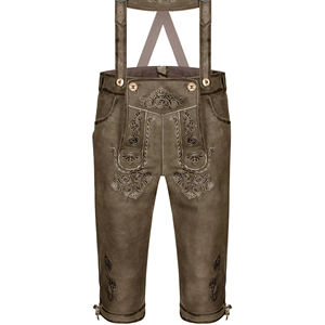 Ropa tradicional alemana de Oktoberfest bávaro personalizada: pantalones cortos Lederhosen Mid para hombre con bordado sólido caliente - Product Image 1