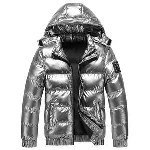 Vente en gros Veste matelassée chaude d'hiver avec col montant fermeture éclair complète et bouffante imperméable à l'eau toutes tailles-Vêtements d'extérieur unis pour hommes avec capuche - Product Image 6