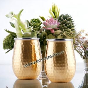 Verre à boire martelé en acier inoxydable et en cuivre de luxe de qualité supérieure pour la maison - Product Image 5