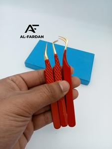 Pinzas de extensión de pestañas de acero inoxidable con logotipo personalizado, volumen de 90 grados, pinzas de pestañas Nano Grip con punta puntiaguda, producto de belleza - Product Image 3