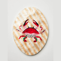 Vintage Grec Nacre Palmier Mur Art Côtier Tropical Timbre Décor Crète Île À La Main Shell Plaque faite au Vietnam