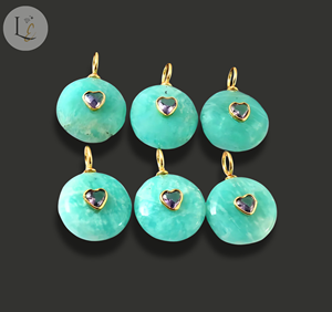 จี้หินอะเมโซไนต์ธรรมชาติ ประดับทองเวอร์ไมล์ เงินแท้ 925 จี้สวยงามสำหรับทำเครื่องประดับ ขนาด 15 มม. - Product Image 2