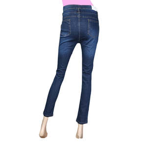 กางเกงยีนส์เอวสูงสำหรับผู้หญิง - สีน้ำเงินเข้ม - Product Image 4