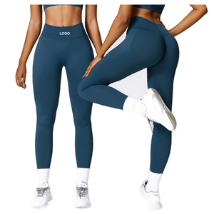 2024 personnalisé mince Nylon Fitness sport entraînement serré Yoga pantalon taille haute sans couture Scrunch Sexy Gym Leggings pour les femmes - Product Image 1
