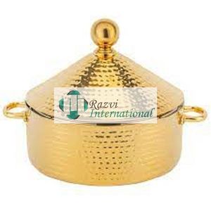 Pot chaud en acier inoxydable plaqué or de conception unique pour la marmite décorative de table d'hôtel de restaurant servant la marmite chaude - Product Image 2