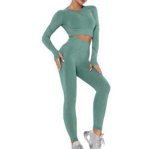 ATLANTIC Premium Logo personnalisé Ensemble de fitness et de gymnastique pour femmes Athleisure XS-6XL Plus Size Solid Long Bra Legging Fabrication - Product Image 4