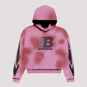 Sweat à capuche en molleton de coton 100% surdimensionné de haute qualité avec sweat-shirt court Vintage Logo Boxy en détresse graphique pour hommes - Product Image 6