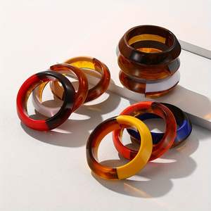 2024 Trend <b>Solid</b> Color Multicolor Glitter Acrylic Resin <b>Bracelet</b> Women Gold Foil <b>Silver</b> Foil Simple Bangle - Product Image 2