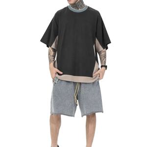 T-shirts vintage de haute qualité pour hommes 100% coton Hip Hop col montant Style Boxy Fit ample imprimé t-shirts vierges - Product Image 4