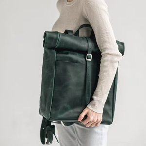 Mode Tendance Roll Top Anti Vol Ordinateur Portable Sac À Dos Hommes Grande Capacité En Cuir Collège Étudiant Cartable Voyage Sac LRTB-0002F - Product Image 1