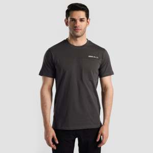 เสื้อยืดพิมพ์ลาย Power Move สีเทาเข้ม ผ้าโพลีเอสเตอร์ 100% น้ำหนัก 200 กรัม เสื้อยืดออกกำลังกายน้ำหนักเบา พิมพ์ลายด้วยเทคนิคซิลค์สกรีน - Product Image 1