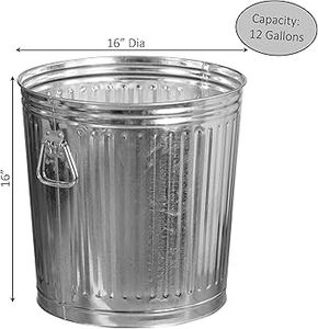 ถังขยะชุบสังกะสีพร้อมฝาล็อคที่ปลอดภัยและก้นที่แข็งแรงเหมาะสำหรับงานสวนและคลังสินค้าในบ้าน - Product Image 5