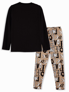 ชุดเลกกิ้งเสื้อยืดเด็กผู้หญิงลาย Love CAT, ชุดเลกกิ้งผ้าฝ้ายแขนยาว - Product Image 4