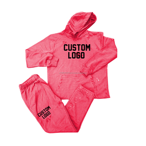 Winter Custom Logo Acid Wash Streetwear Oversized Hoodie & <b>Sweatpants</b> <b>Set</b> for Men - Product Image 4