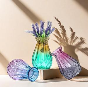 Jarrón de vidrio de color degradado simple y creativo, artículo decorativo para el hogar y la sala de estar - Product Image 5
