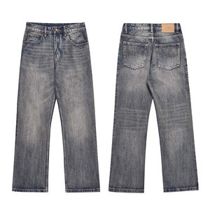 Diseño personalizado Moda Streetwear Jeans para hombre Pantalones de mezclilla de algodón de alta calidad Jeans lavados con ácido para hombre - Product Image 2
