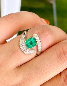 Anillo de Esmeralda verde raro apilable, joyería elegante, piedra preciosa Real para mujer, diseño elegante, pieza de regalo, capas, uso diario, energía - Product Image 3