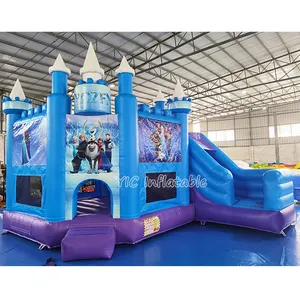 Frozen Themed Inflatable Bouncy Castle Inflatable Princess Bounce House Combo Jumping Castle With Slide For Sale