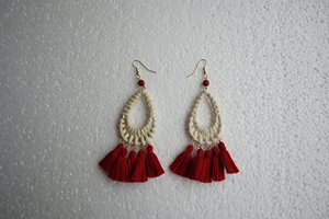 ต่างหูหวายทรงหยดน้ำทำจาก100% ของผู้หญิงทำด้วยมือจากธรรมชาติ - Product Image 5